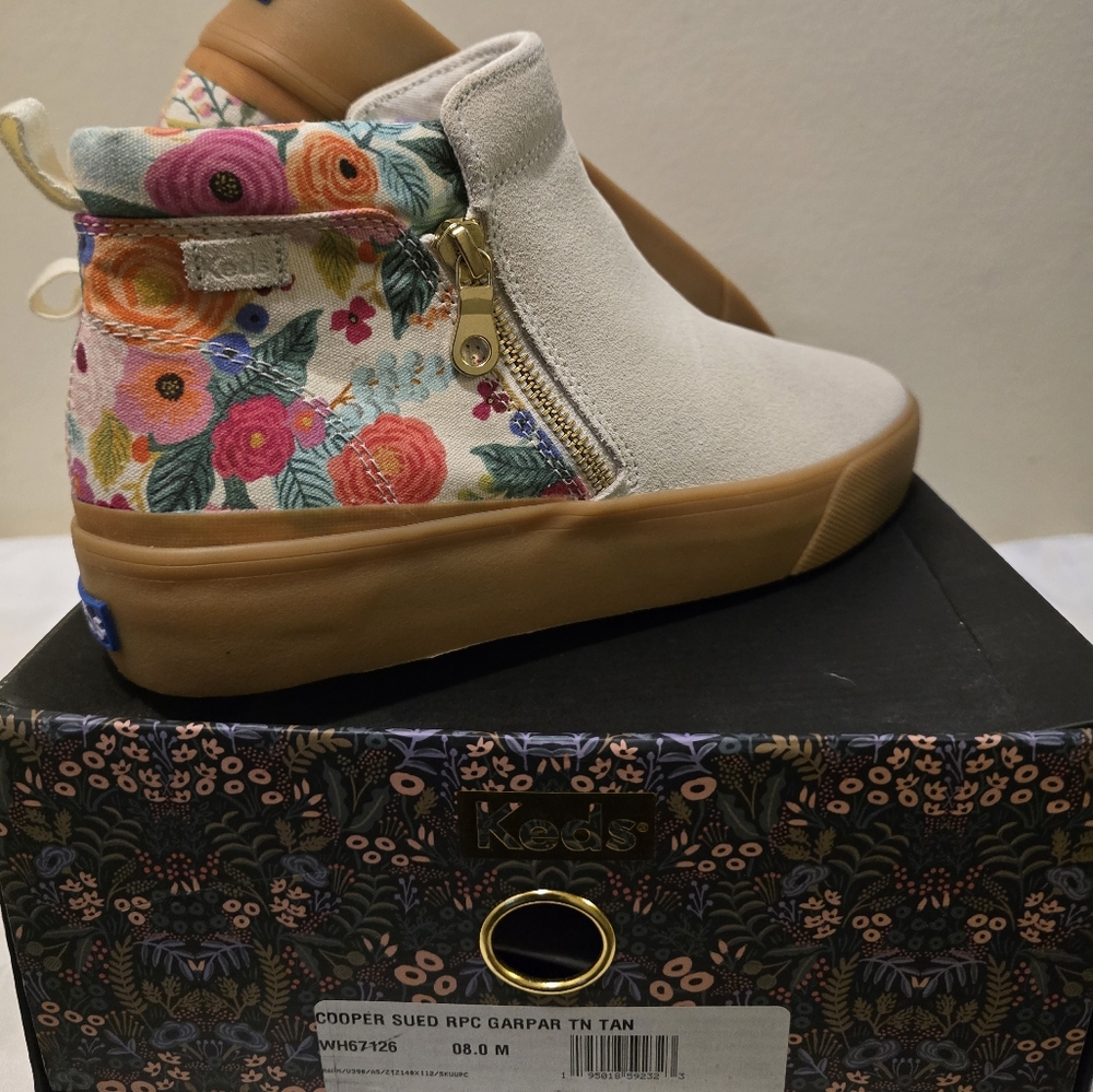 Keds Women's Sneakers in Cream and Tan with Floral Design